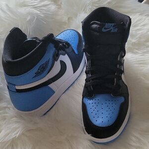 Nike Kids High-Top Sneakers - Black, Blue, and White